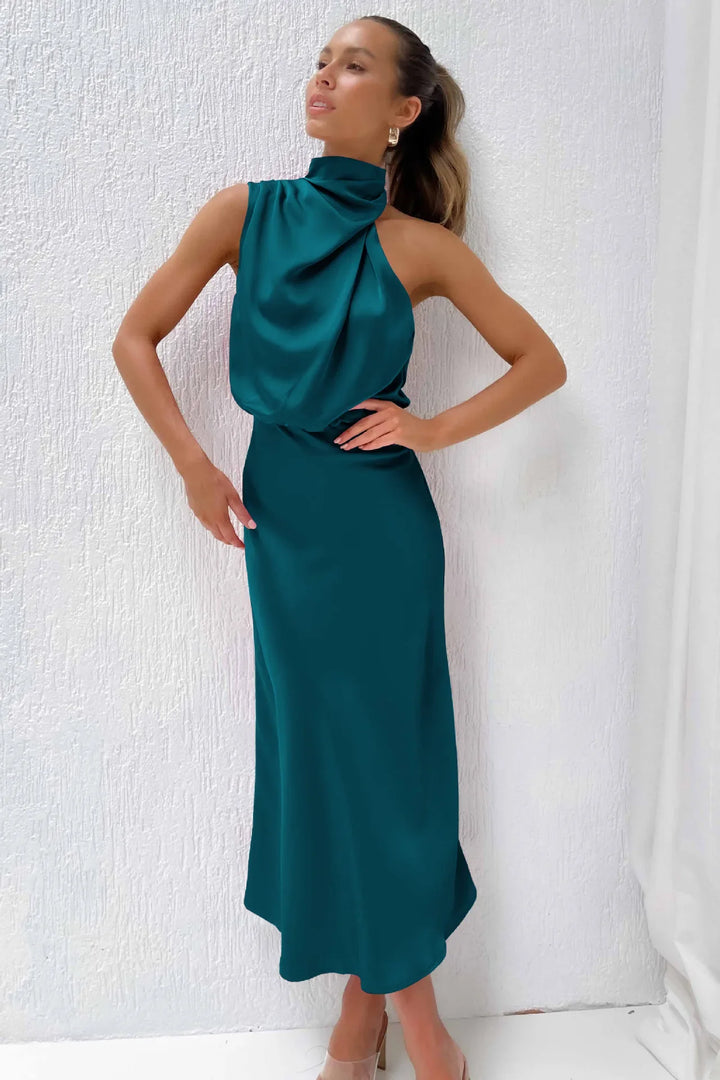 Lillibeth Elegant Halter Neck Midi Dress