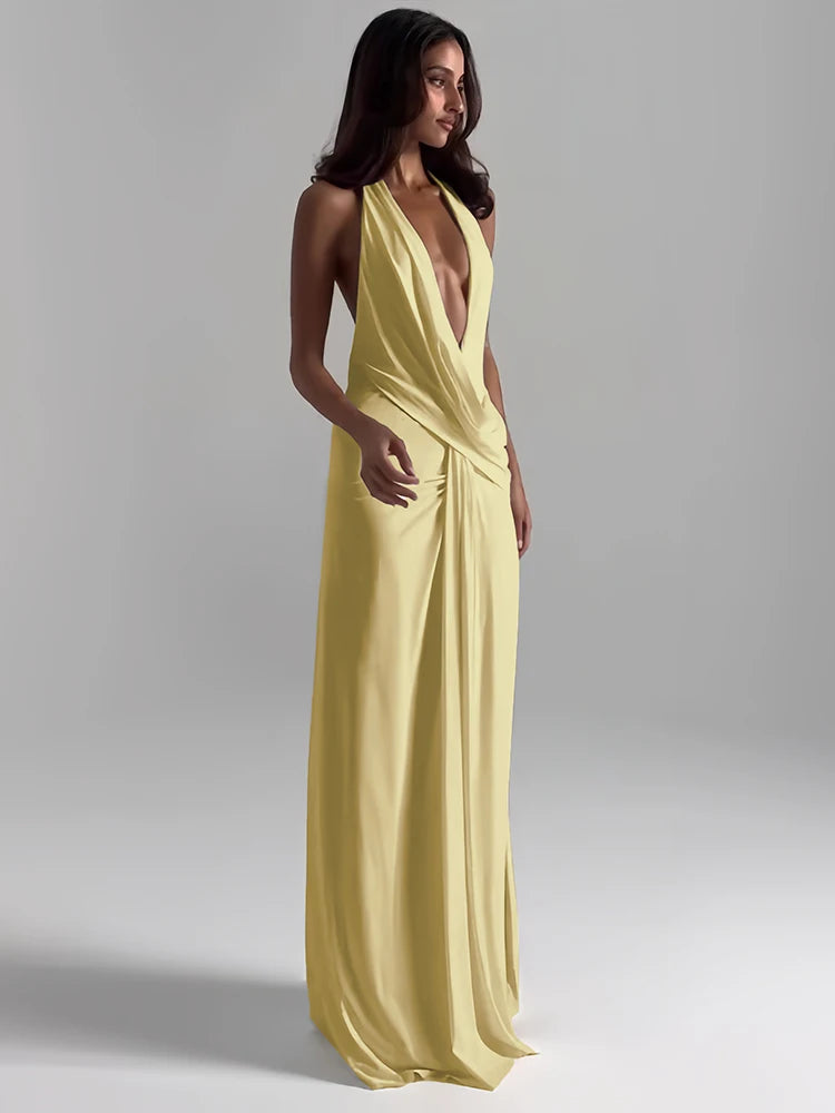 Davina Elegance Plunge Maxi Dress