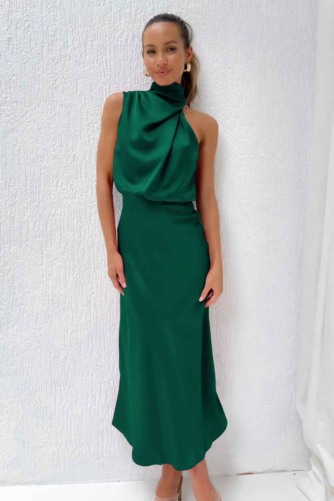 Lillibeth Elegant Halter Neck Midi Dress