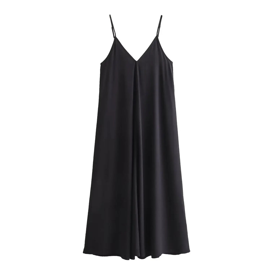 Chic Noir Maxi Slip Dress