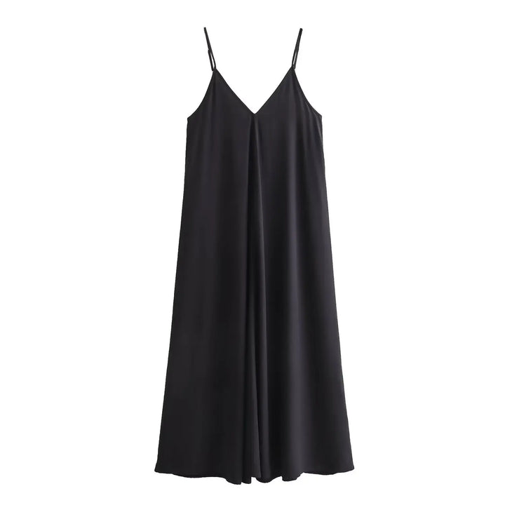 Chic Noir Maxi Slip Dress