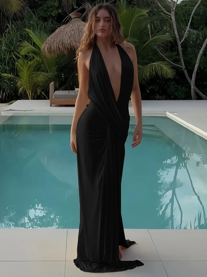 Davina Elegance Plunge Maxi Dress