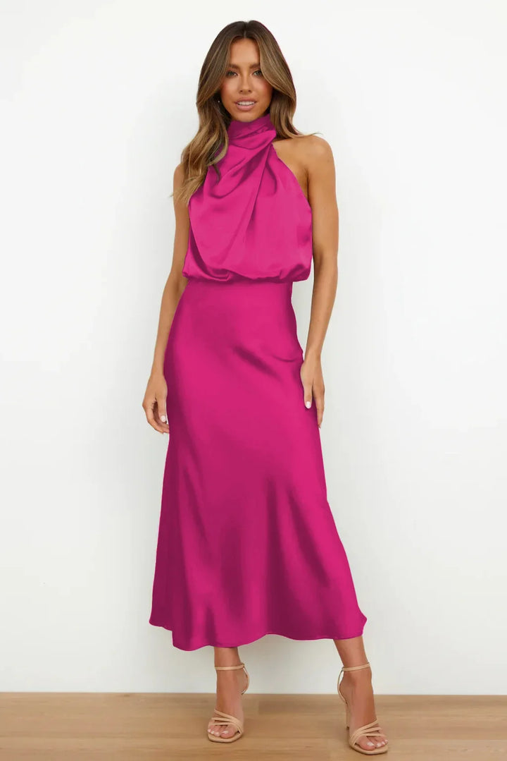 Lillibeth Elegant Halter Neck Midi Dress