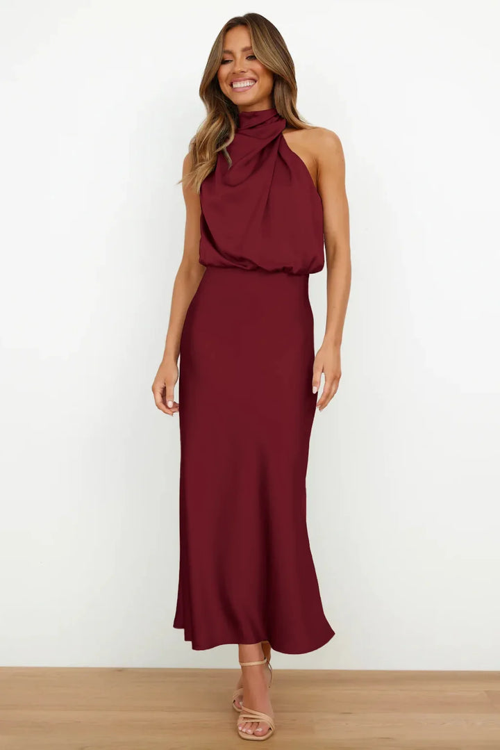 Lillibeth Elegant Halter Neck Midi Dress
