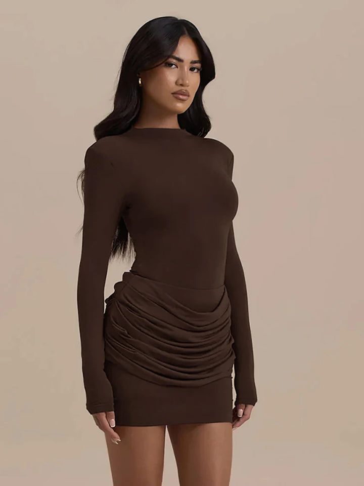 Cocoa Luxe Ruched Mini Dress