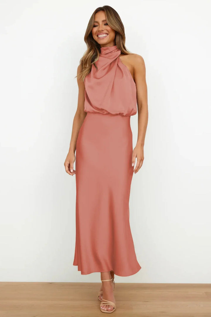 Lillibeth Elegant Halter Neck Midi Dress