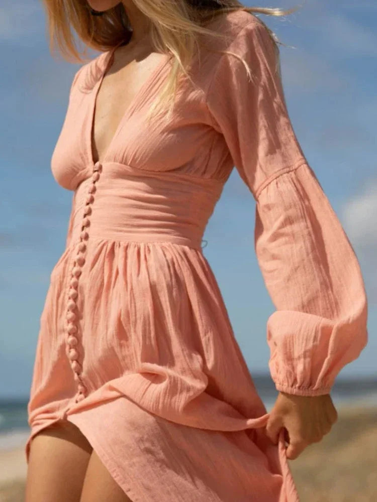Erin Bohemian Button-Down Maxi Dress