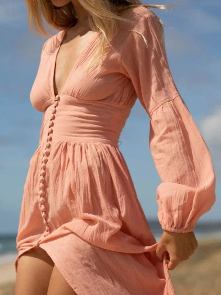 Erin Bohemian Button-Down Maxi Dress