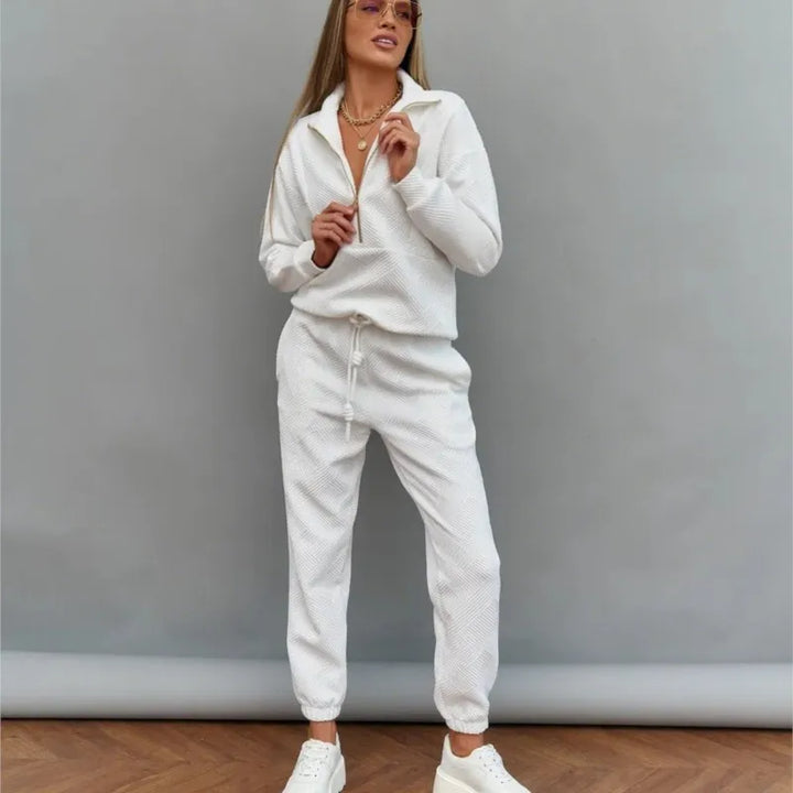 Rose Textured Zip-Up Lounge Set