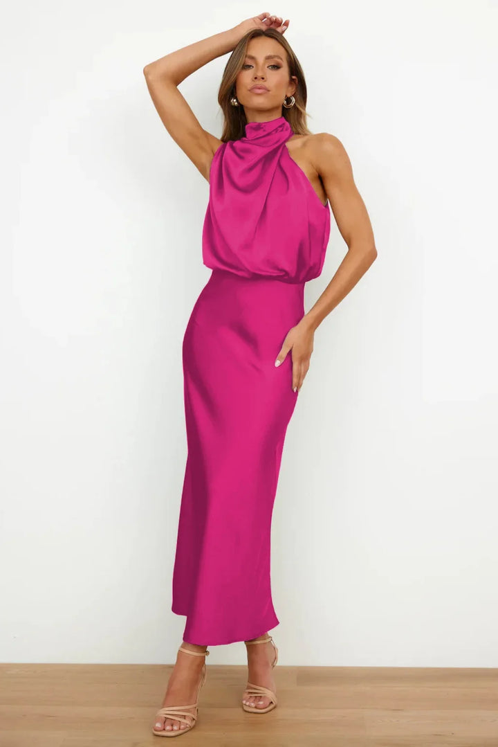 Lillibeth Elegant Halter Neck Midi Dress