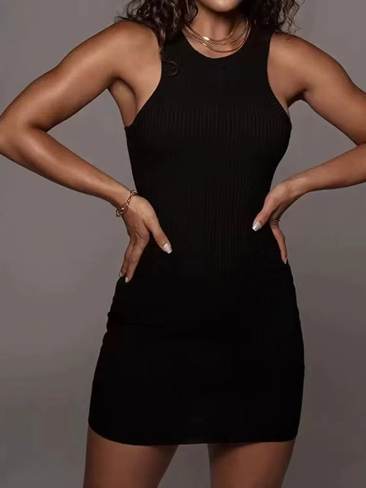 Tara Essential White Ribbed Tank Dress