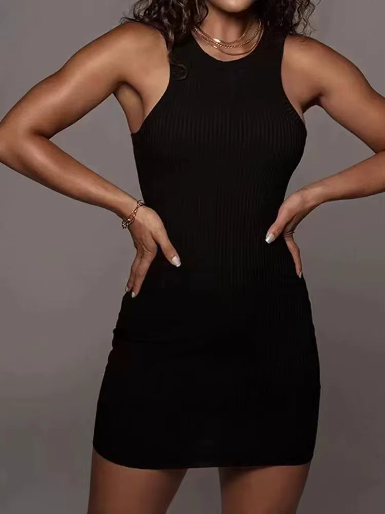 Tara Essential White Ribbed Tank Dress