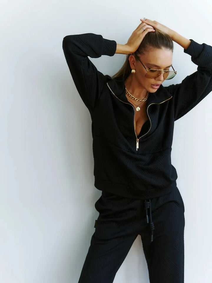 Rose Textured Zip-Up Lounge Set