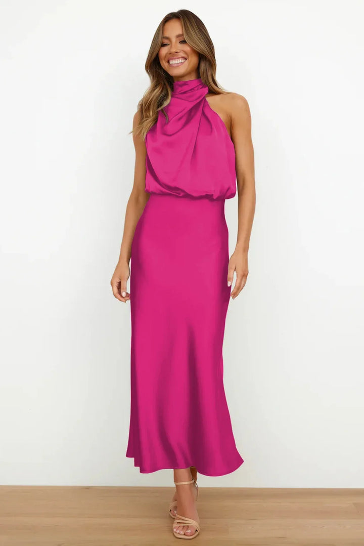 Lillibeth Elegant Halter Neck Midi Dress