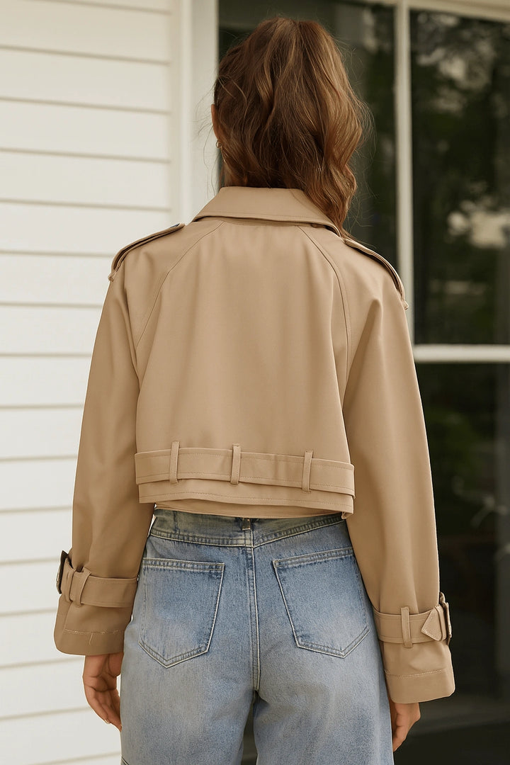 Cropped Belted Trench Jacket