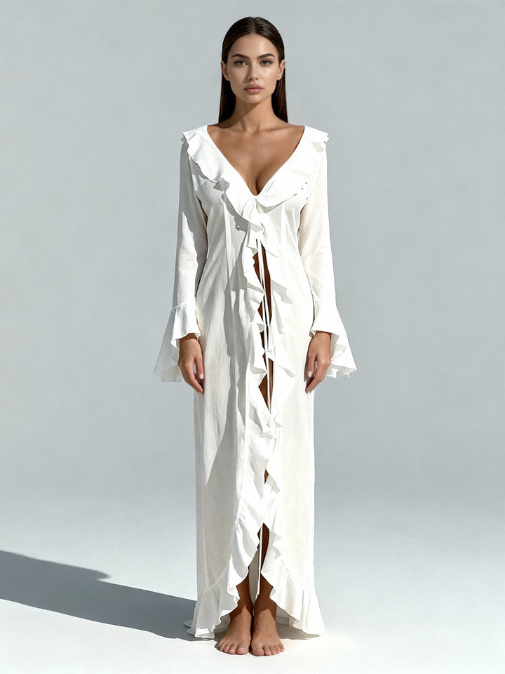 Celeste Sheer Ruffle Beach Cover-Up